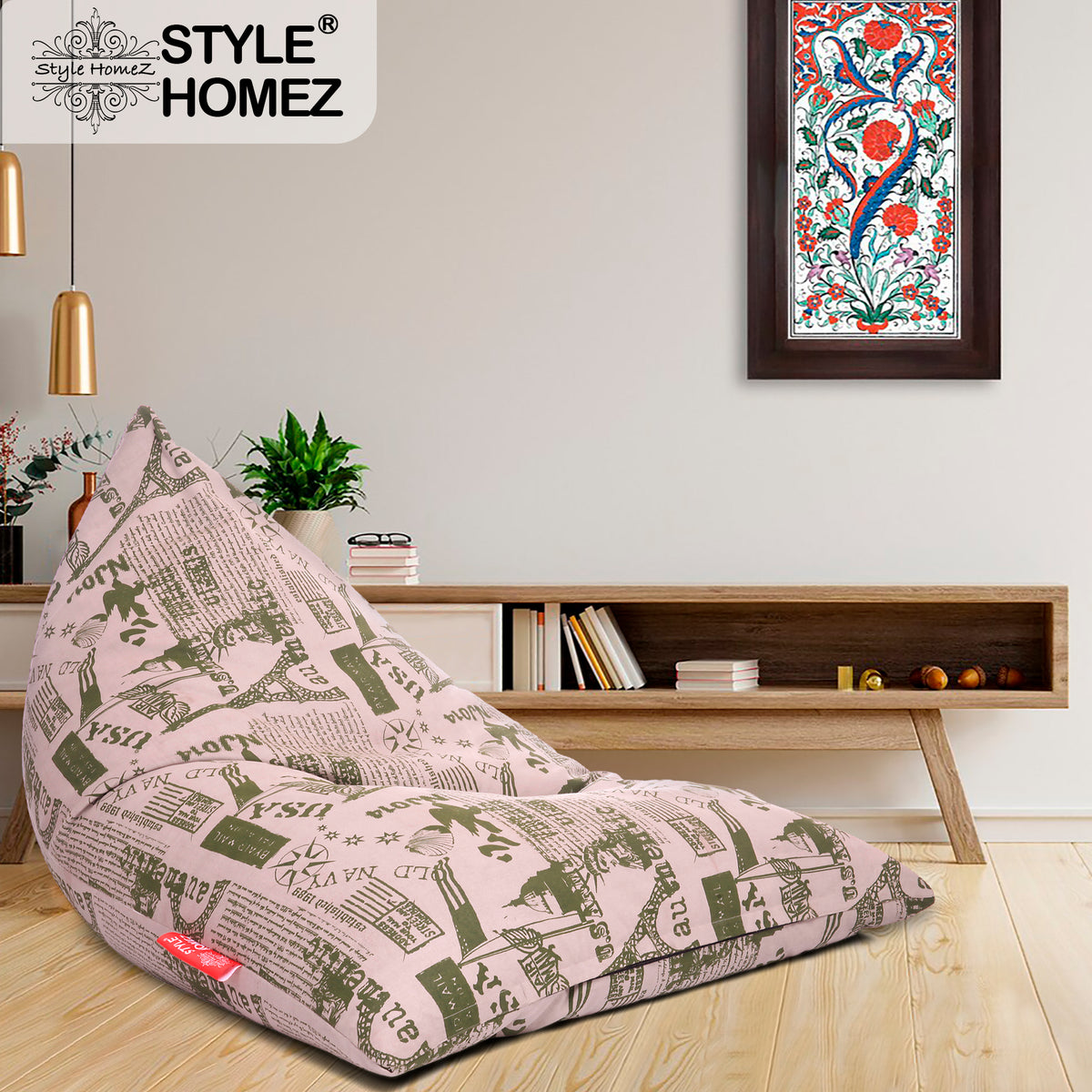 Style Homez PYRAMID LOUNGE, Cotton Canvas Abstract Printed Bean Bag XXL Size Cover Only