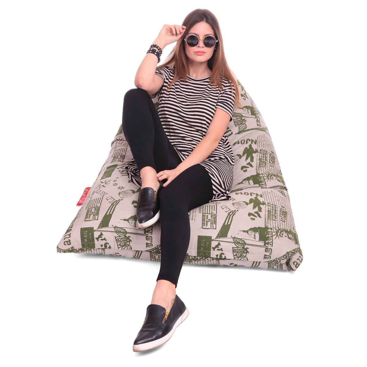 Style Homez PYRAMID LOUNGE, Cotton Canvas Abstract Printed Bean Bag XXL Size Cover Only