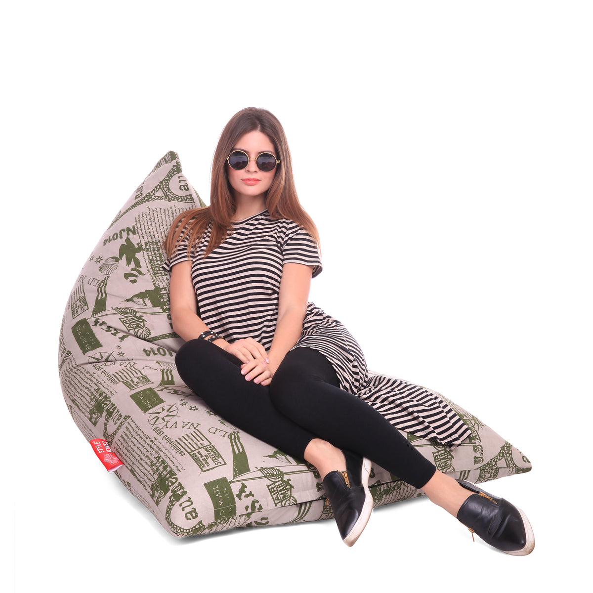 Style Homez PYRAMID LOUNGE, Cotton Canvas Abstract Printed Bean Bag XXL Size Cover Only