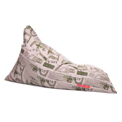 Style Homez PYRAMID LOUNGE, Cotton Canvas Abstract Printed Bean Bag XXL Size Filled with Beans Fillers