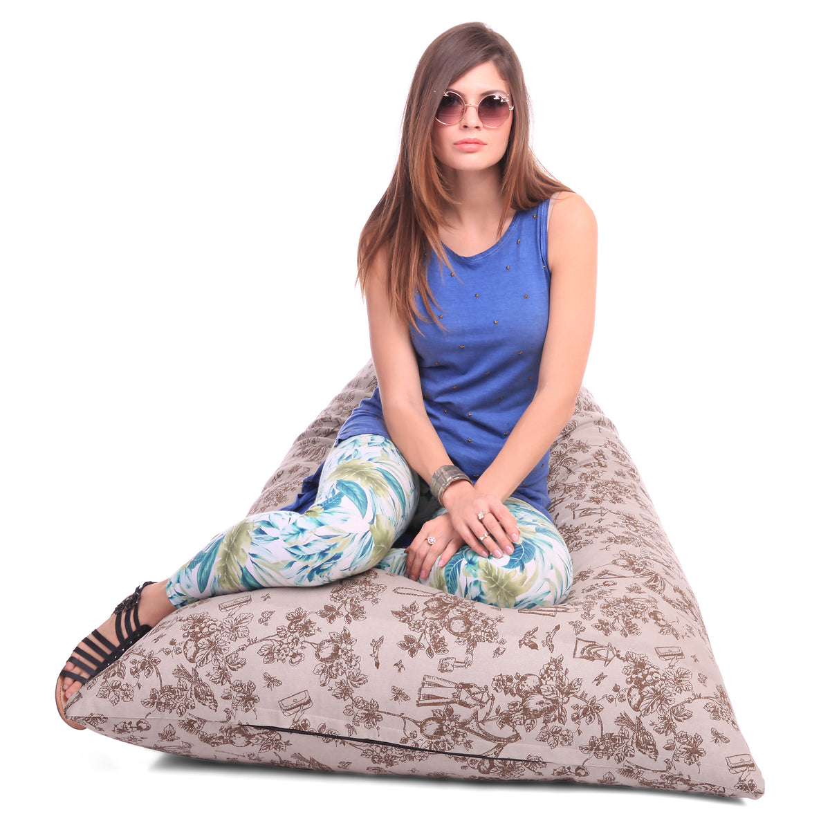 Style Homez PYRAMID LOUNGE, Cotton Canvas Abstract Printed Bean Bag XXL Size Cover Only