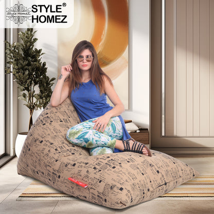 Style Homez PYRAMID LOUNGE, Cotton Canvas Abstract Printed Bean Bag XXL Size Cover Only