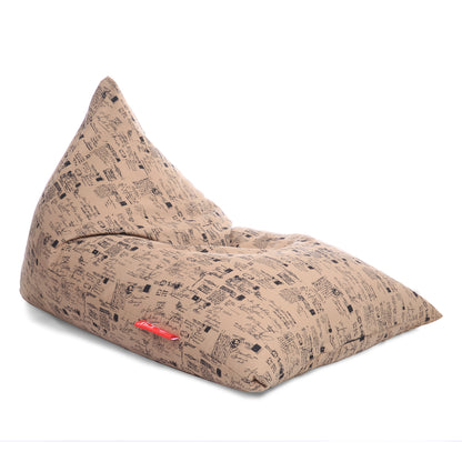 Style Homez PYRAMID LOUNGE, Cotton Canvas Abstract Printed Bean Bag XXL Size Filled with Beans Fillers