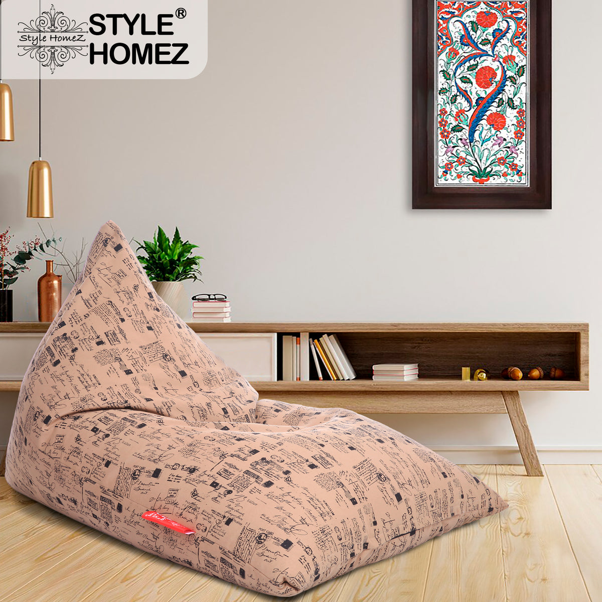 Style Homez PYRAMID LOUNGE, Cotton Canvas Abstract Printed Bean Bag XXL Size Cover Only