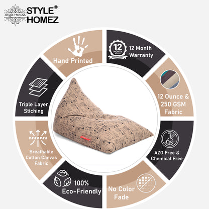 Style Homez PYRAMID LOUNGE, Cotton Canvas Abstract Printed Bean Bag XXL Size Cover Only