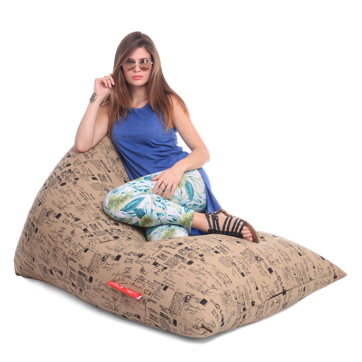 Style Homez PYRAMID LOUNGE, Cotton Canvas Abstract Printed Bean Bag XXL Size Cover Only