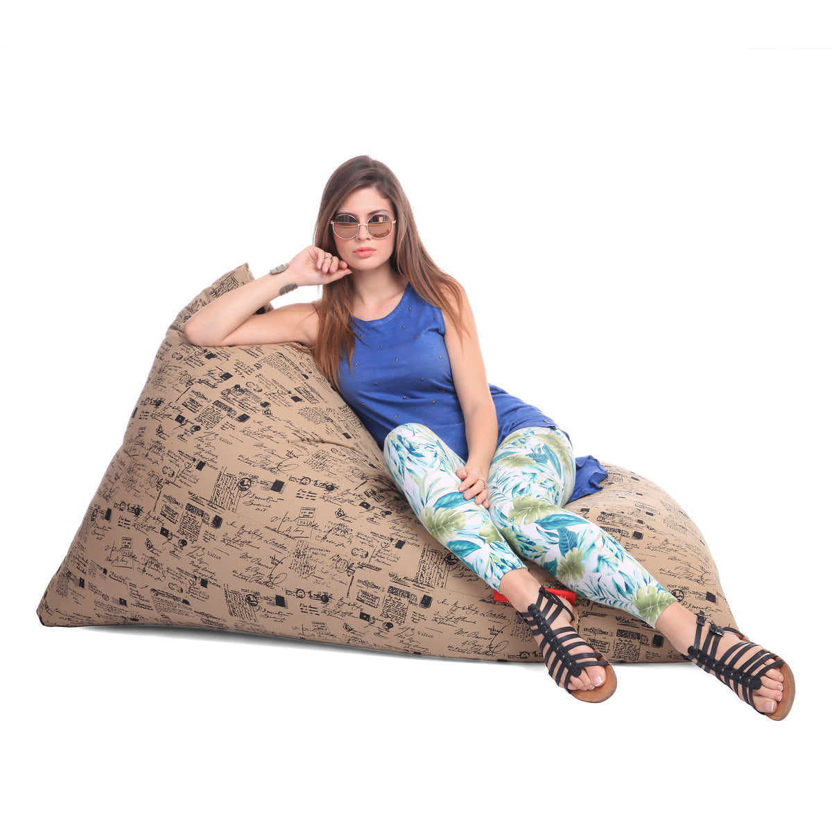 Style Homez PYRAMID LOUNGE, Cotton Canvas Abstract Printed Bean Bag XXL Size Cover Only