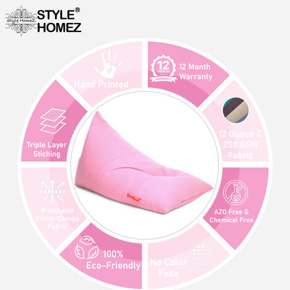 Style Homez PYRAMID LOUNGE, Cotton Canvas Polka Dots Printed Bean Bag XXL Size Filled with Beans Fillers
