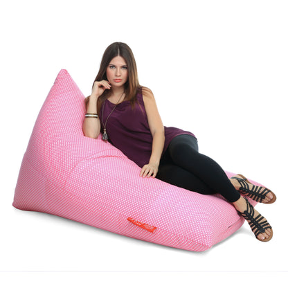 Style Homez PYRAMID LOUNGE, Cotton Canvas Polka Dots Printed Bean Bag XXL Size Cover Only