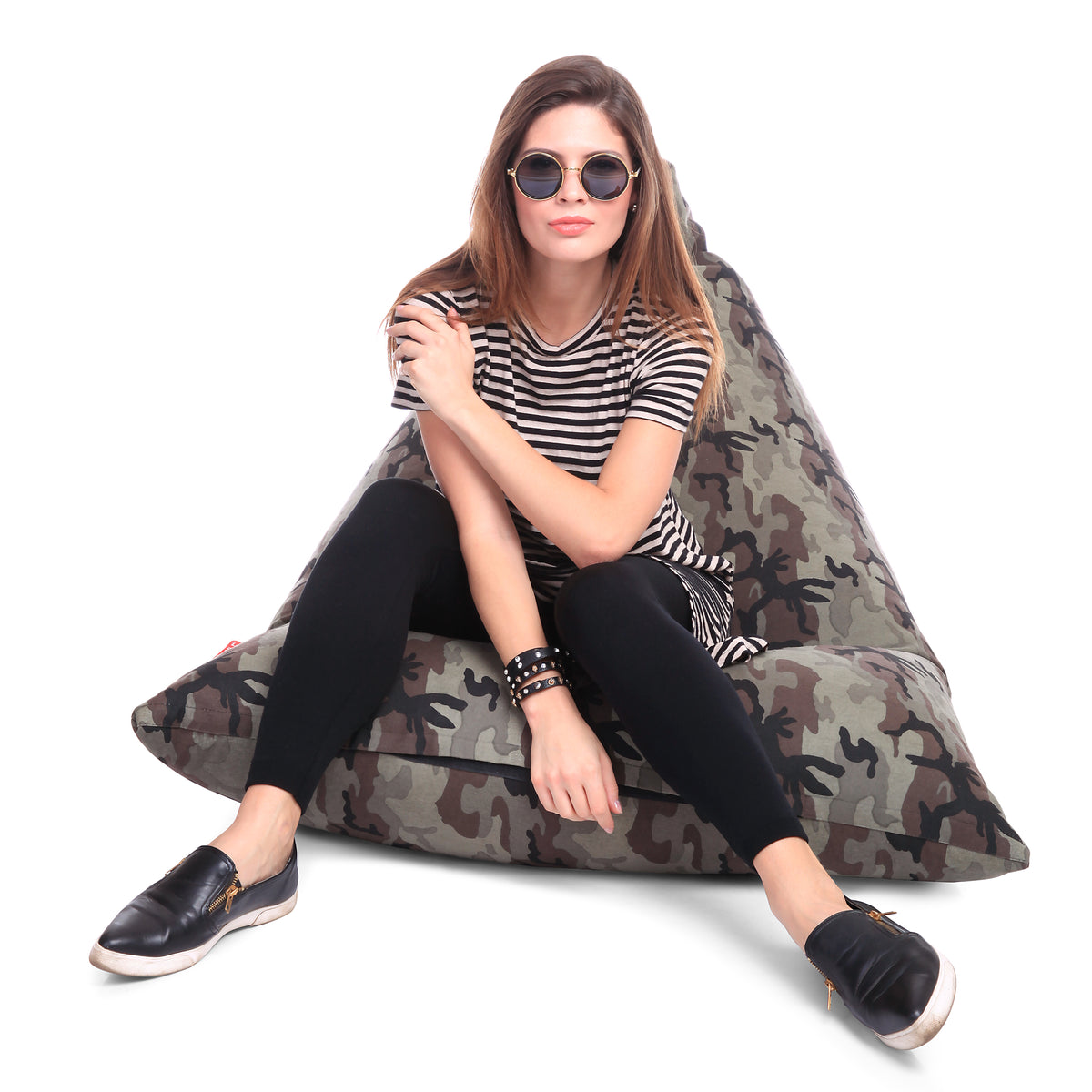 Style Homez PYRAMID LOUNGE, Cotton Canvas Camouflage Printed Bean Bag XXL Size Cover Only
