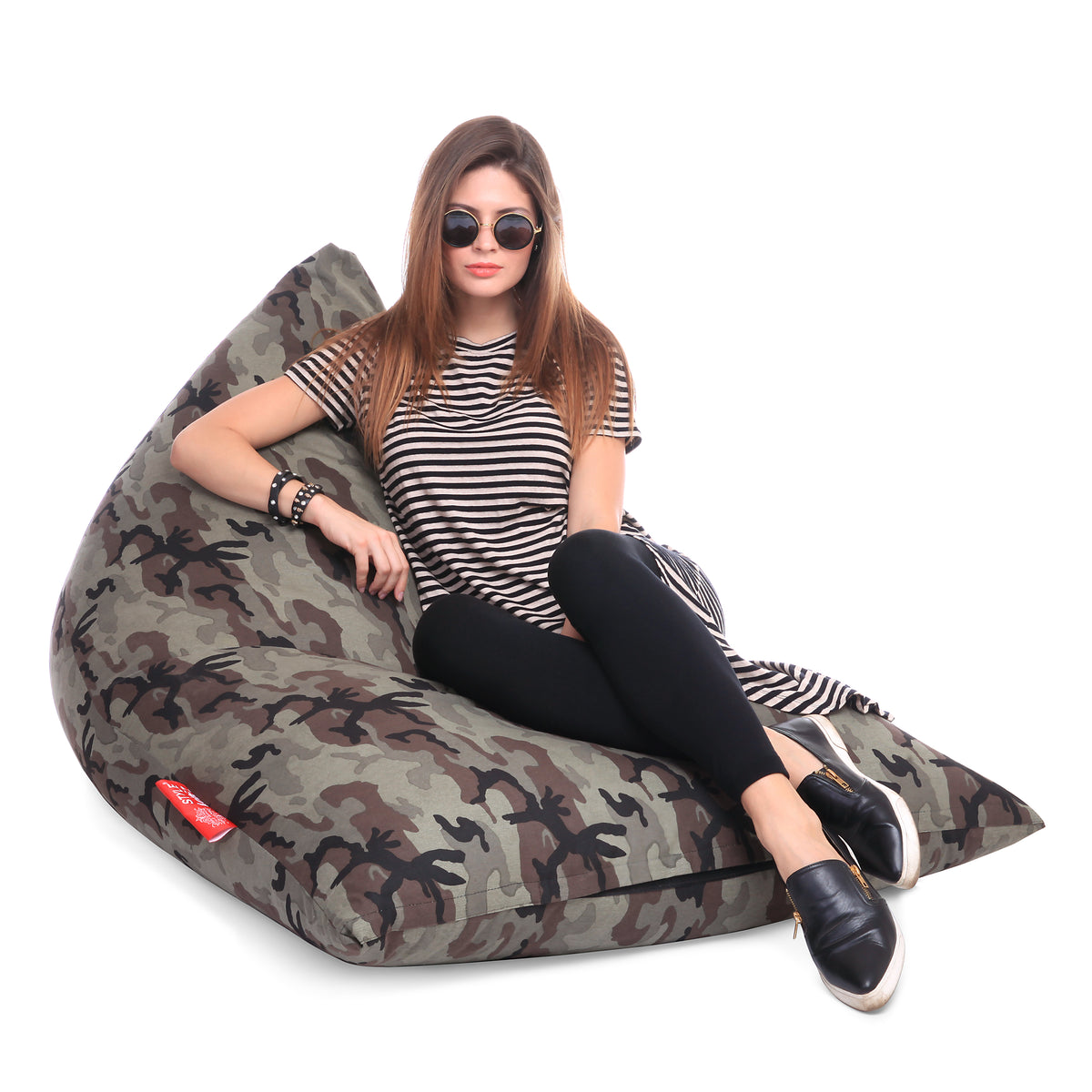 Style Homez PYRAMID LOUNGE, Cotton Canvas Camouflage Printed Bean Bag XXL Size Cover Only