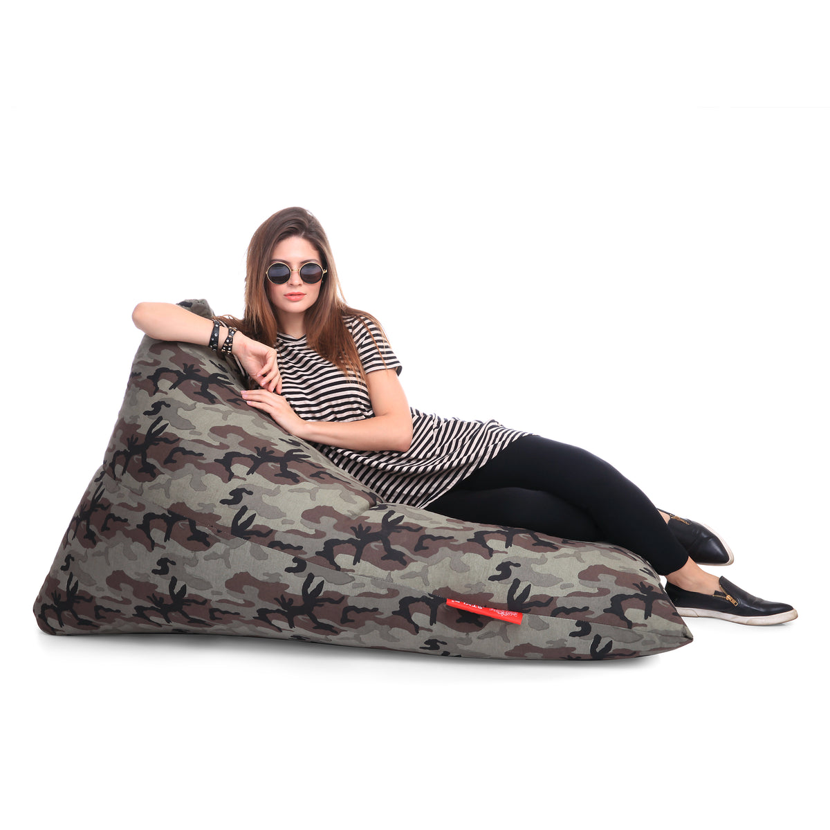 Style Homez PYRAMID LOUNGE, Cotton Canvas Camouflage Printed Bean Bag XXL Size Cover Only