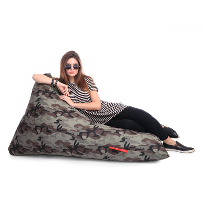 Style Homez PYRAMID LOUNGE, Cotton Canvas Camouflage Printed Bean Bag XXL Size Cover Only