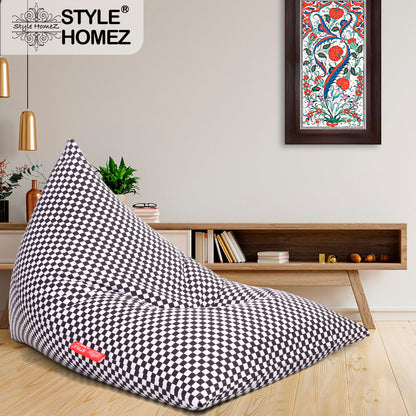 Style Homez PYRAMID LOUNGE, Cotton Canvas Checkered Printed Bean Bag XXL Size Cover Only