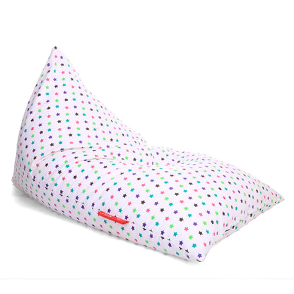 Style Homez PYRAMID LOUNGE, Cotton Canvas Star Printed Bean Bag XXL Size Cover Only
