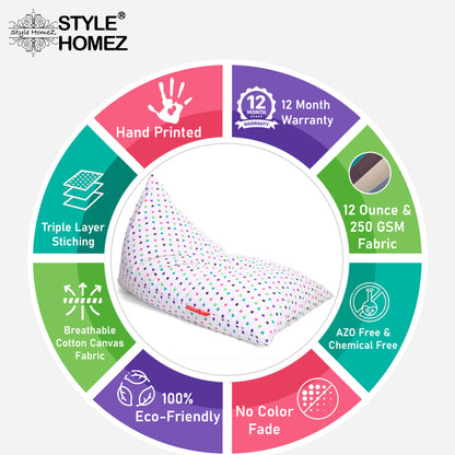 Style Homez PYRAMID LOUNGE, Cotton Canvas Star Printed Bean Bag XXL Size Filled with Beans Fillers