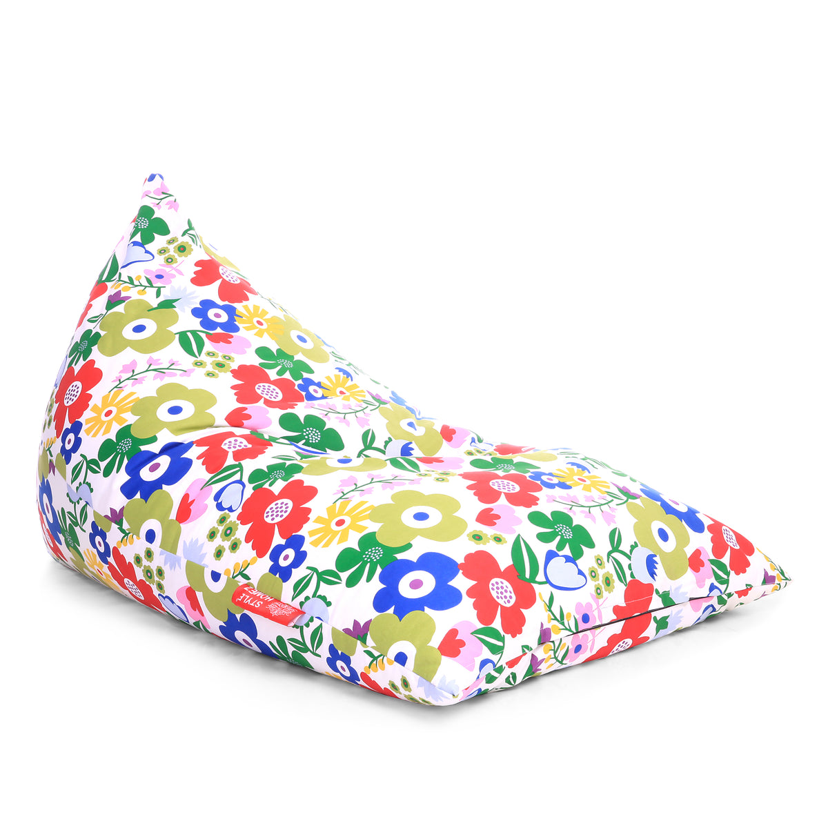 Style Homez PYRAMID LOUNGE, Cotton Canvas Floral Printed Bean Bag XXL Size Filled with Beans Fillers