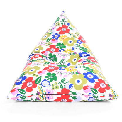 Style Homez PYRAMID LOUNGE, Cotton Canvas Floral Printed Bean Bag XXL Size Filled with Beans Fillers