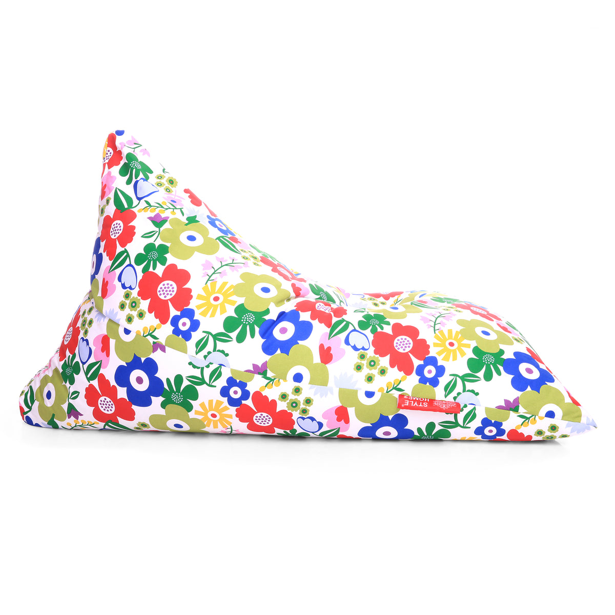 Style Homez PYRAMID LOUNGE, Cotton Canvas Floral Printed Bean Bag XXL Size Filled with Beans Fillers