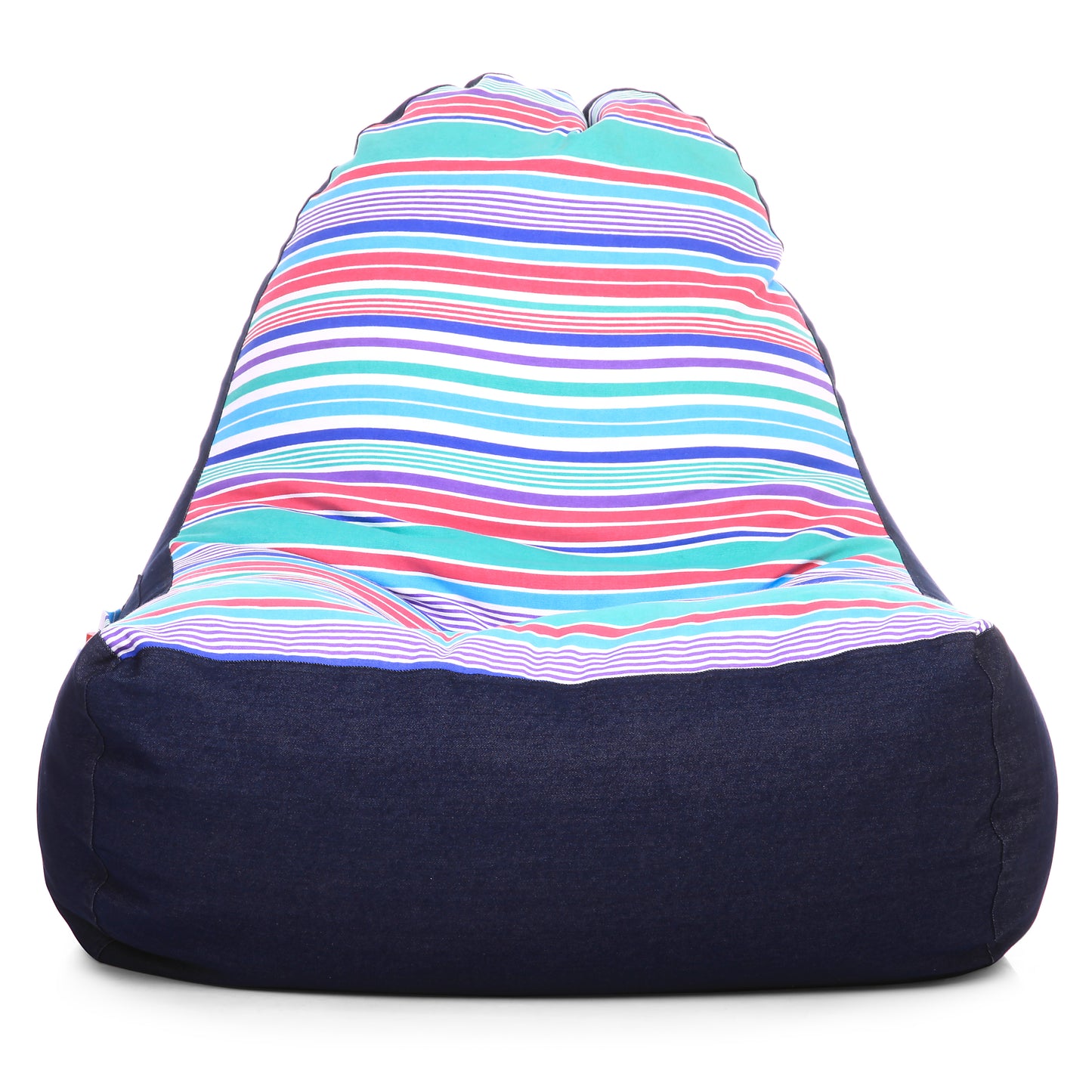 Style Homez Urban Design Denim Canvas Stripes Printed Chair Bean Bag XXL Size Filled with Beans Fillers