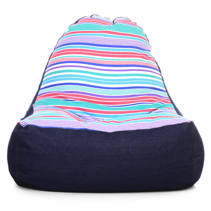 Style Homez Urban Design Denim Canvas Stripes Printed Chair Bean Bag XXL Size Filled with Beans Fillers