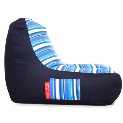 Style Homez Urban Design Denim Canvas Stripes Printed Chair Bean Bag XXL Size Filled with Beans Fillers
