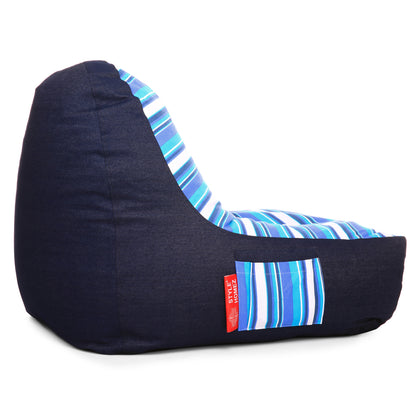 Style Homez Urban Design Denim Canvas Stripes Printed Chair Bean Bag XXL Size Filled with Beans Fillers