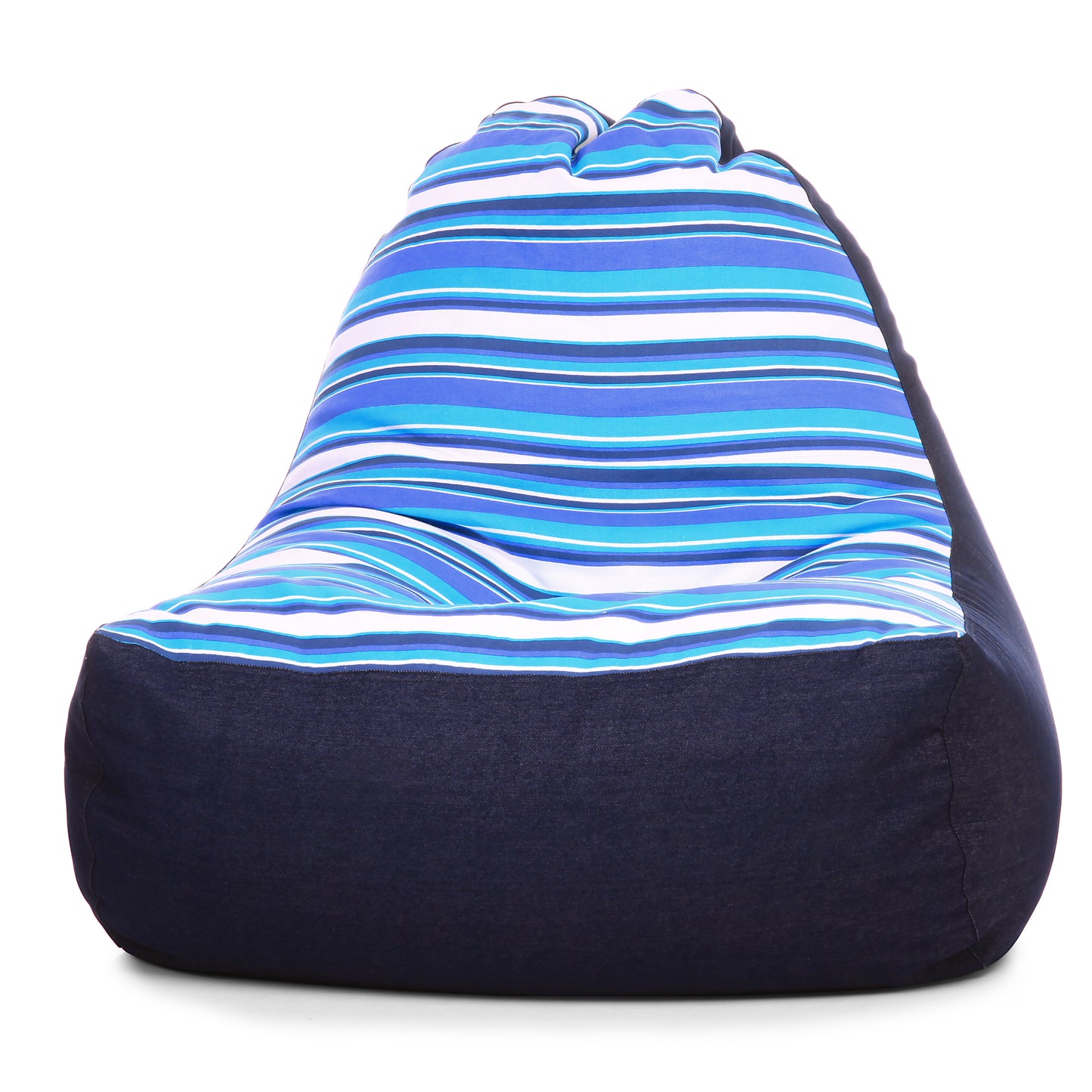 Style Homez Urban Design Denim Canvas Stripes Printed Chair Bean Bag XXL Size Filled with Beans Fillers
