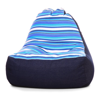 Style Homez Urban Design Denim Canvas Stripes Printed Chair Bean Bag XXL Size Filled with Beans Fillers