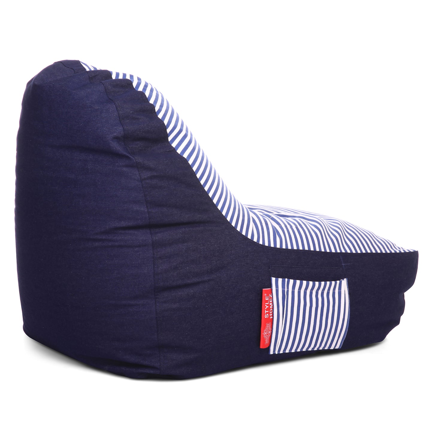 Style Homez Urban Design Denim Canvas Stripes Printed Chair Bean Bag XXL Size Filled with Beans Fillers