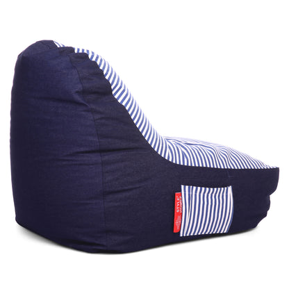 Style Homez Urban Design Denim Canvas Stripes Printed Chair Bean Bag XXL Size Filled with Beans Fillers
