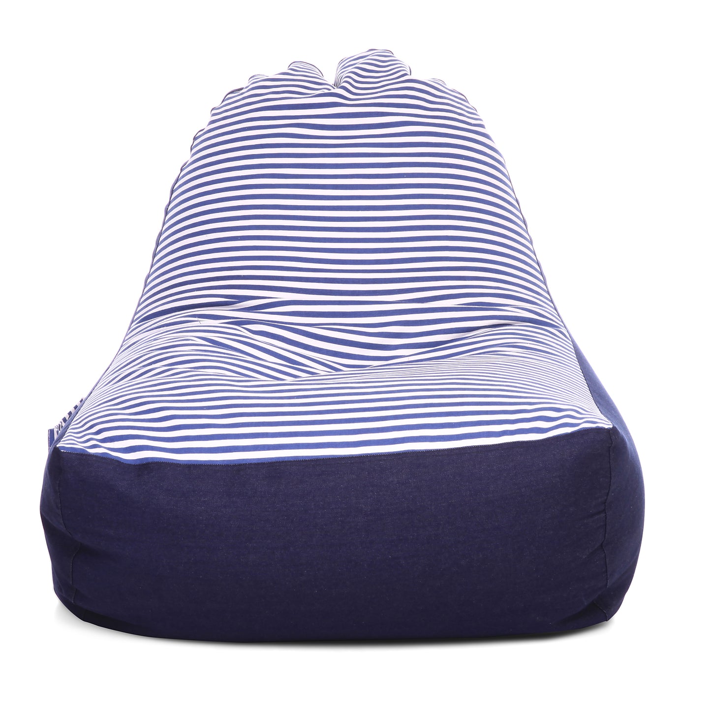 Style Homez Urban Design Denim Canvas Stripes Printed Chair Bean Bag XXL Size Filled with Beans Fillers