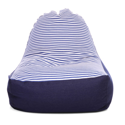 Style Homez Urban Design Denim Canvas Stripes Printed Chair Bean Bag XXL Size Filled with Beans Fillers