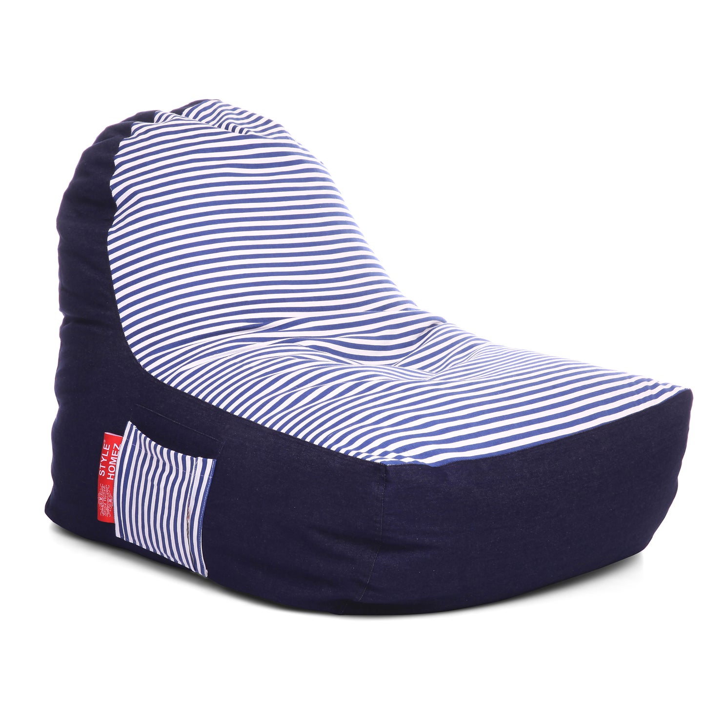 Style Homez Urban Design Denim Canvas Stripes Printed Chair Bean Bag XXL Size Filled with Beans Fillers