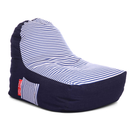 Style Homez Urban Design Denim Canvas Stripes Printed Chair Bean Bag XXL Size Filled with Beans Fillers