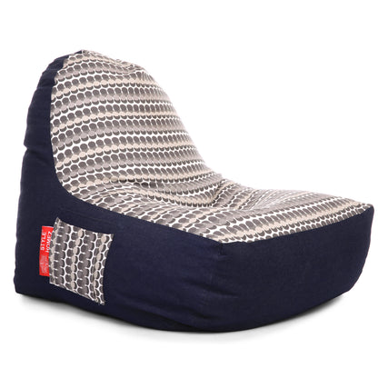 Style Homez Urban Design Denim Canvas Polka Dots Printed Chair Bean Bag XXL Size Filled with Beans Fillers