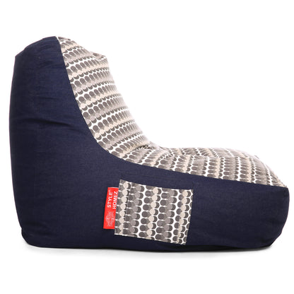 Style Homez Urban Design Denim Canvas Polka Dots Printed Chair Bean Bag XXL Size Filled with Beans Fillers