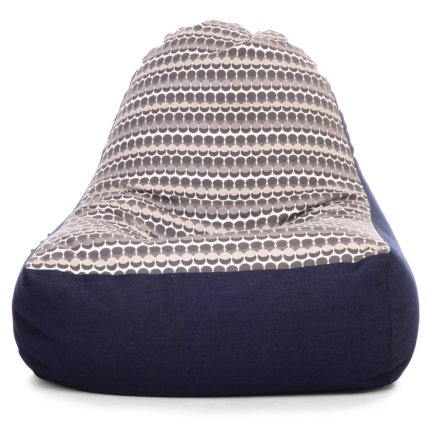 Style Homez Urban Design Denim Canvas Polka Dots Printed Chair Bean Bag XXL Size Filled with Beans Fillers