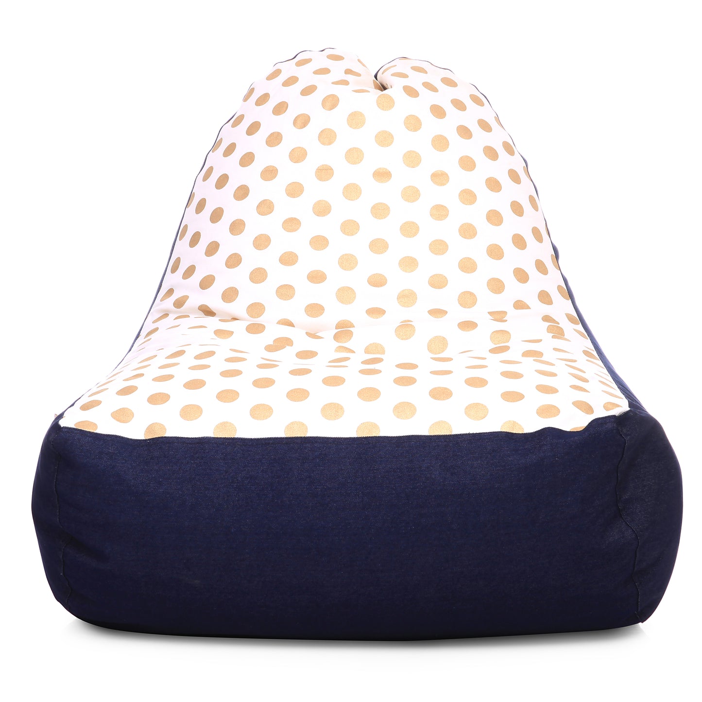 Style Homez Urban Design Denim Canvas Polka Dots Printed Chair Bean Bag XXL Size Filled with Beans Fillers