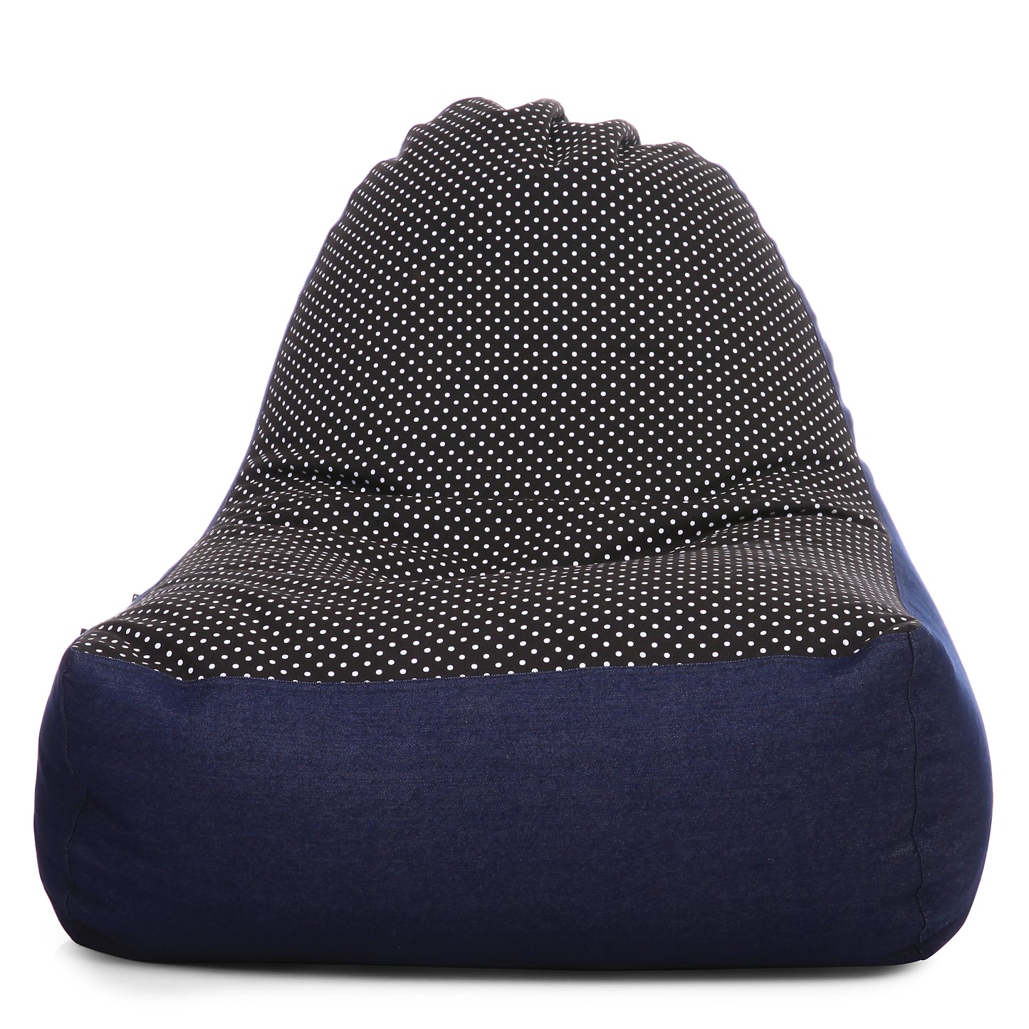 Style Homez Urban Design Denim Canvas Polka Dots Printed Chair Bean Bag XXL Size Filled with Beans Fillers