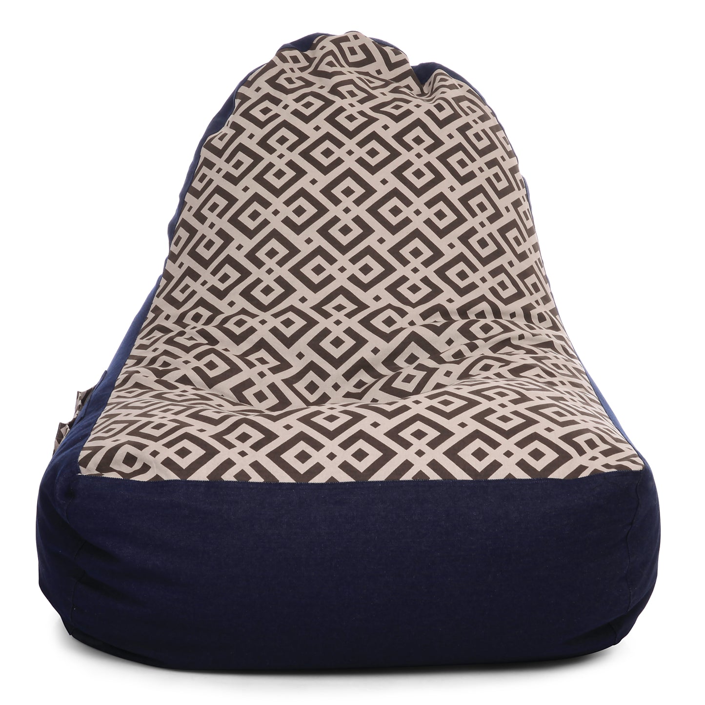 Style Homez Urban Design Denim Canvas Geometric Printed Chair Bean Bag XXL Size Filled with Beans Fillers