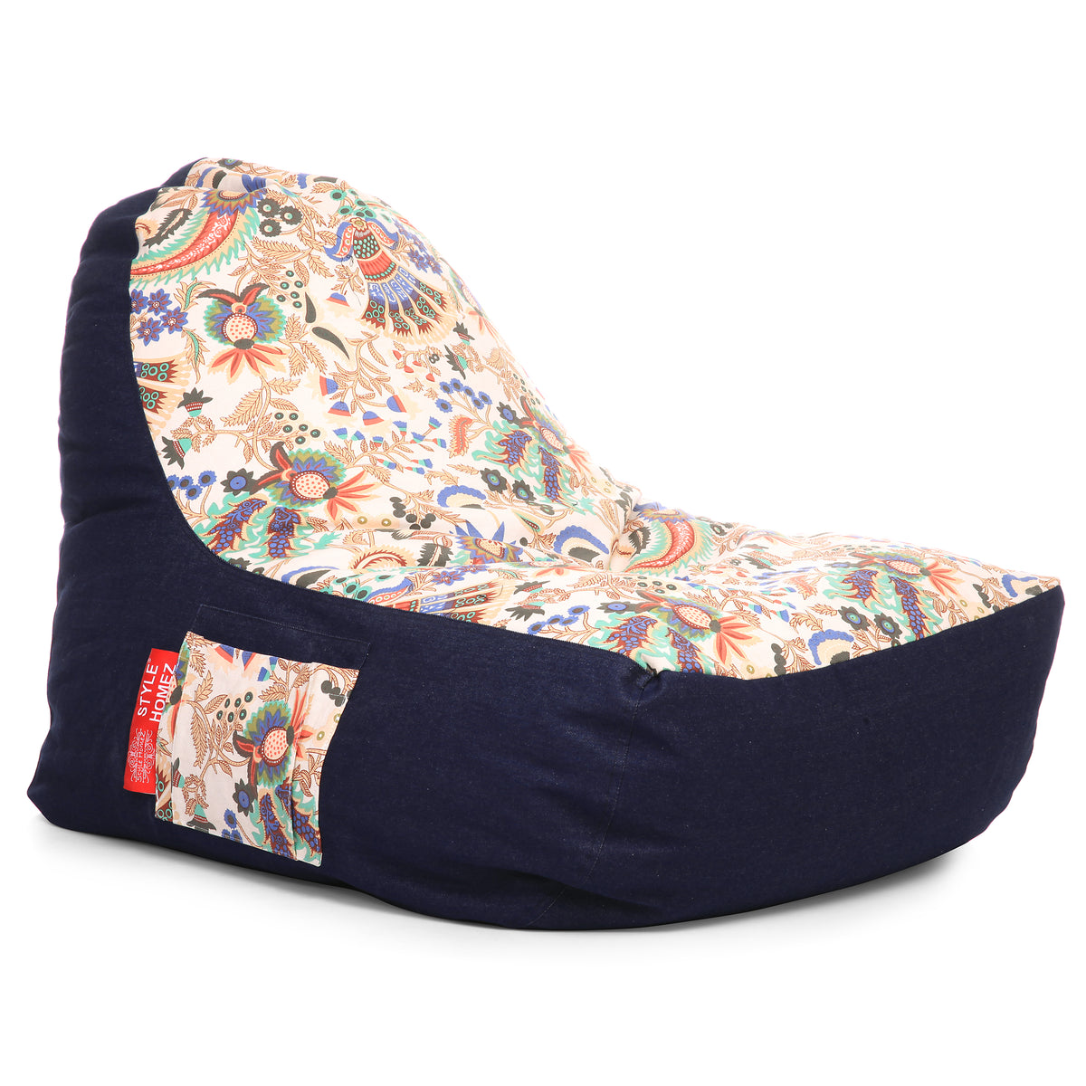 Style Homez Urban Design Denim Canvas Floral Printed Chair Bean Bag XXL Size Cover Only