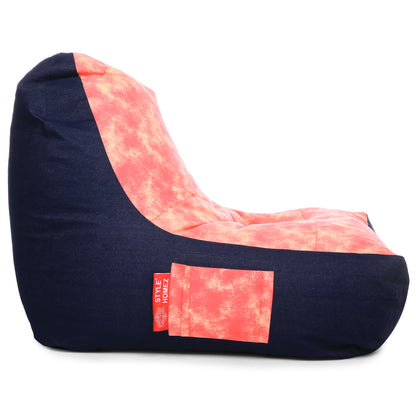 Style Homez Urban Design Denim Canvas Abstract Printed Chair Bean Bag XXL Size Filled with Beans Fillers