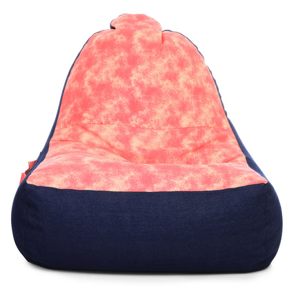 Style Homez Urban Design Denim Canvas Abstract Printed Chair Bean Bag XXL Size Filled with Beans Fillers
