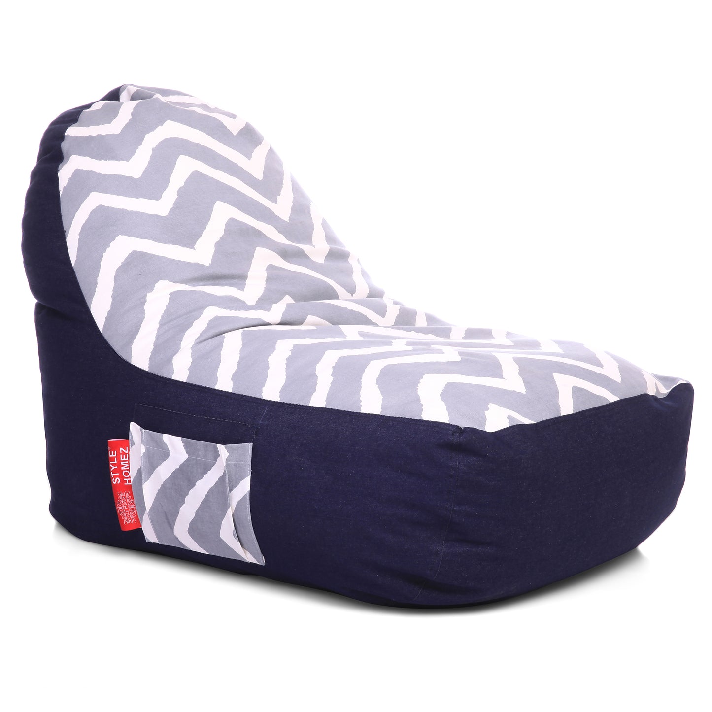 Style Homez Urban Design Denim Canvas Stripes Printed Chair Bean Bag XXL Size Filled with Beans Fillers