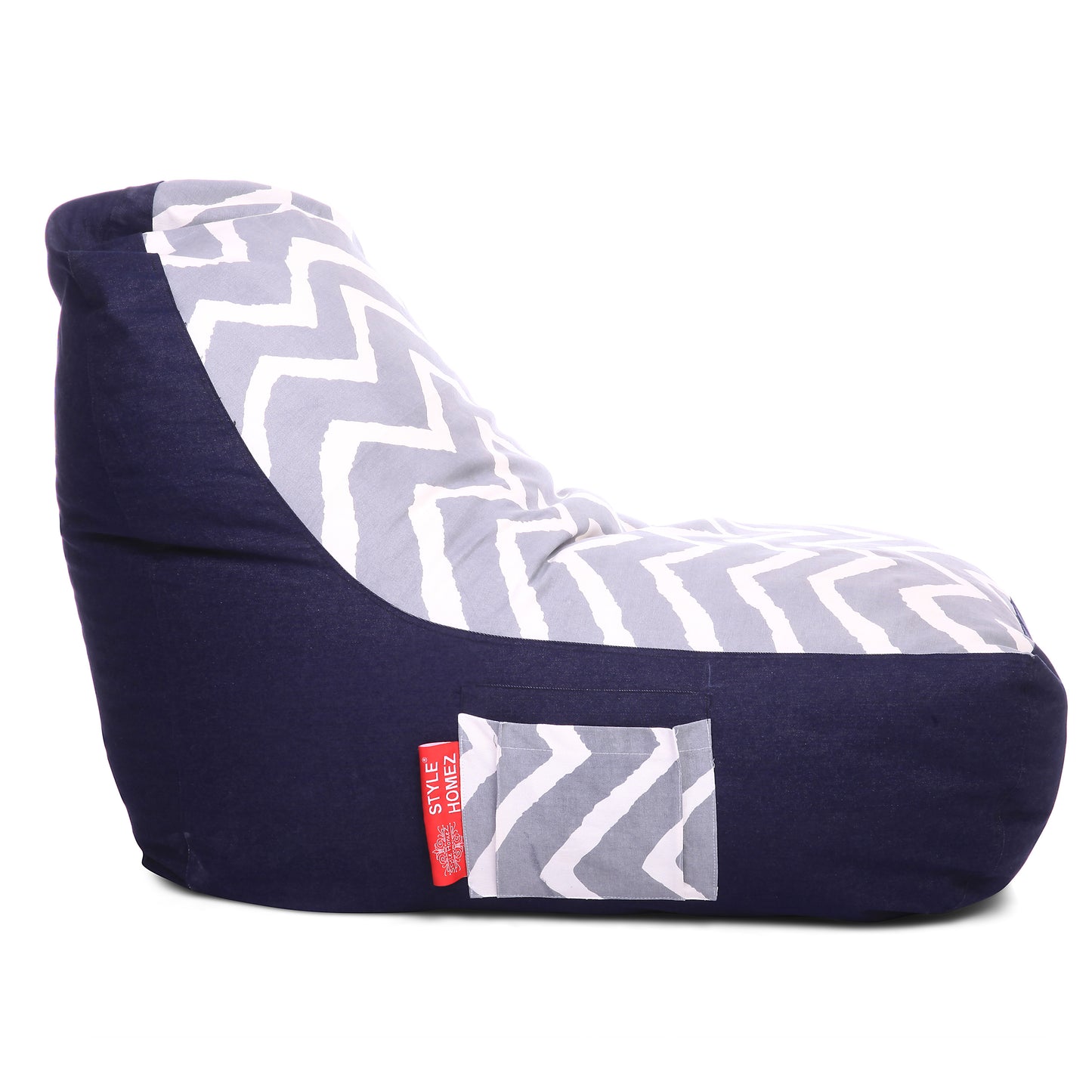 Style Homez Urban Design Denim Canvas Stripes Printed Chair Bean Bag XXL Size Filled with Beans Fillers
