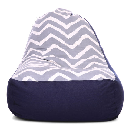 Style Homez Urban Design Denim Canvas Stripes Printed Chair Bean Bag XXL Size Filled with Beans Fillers