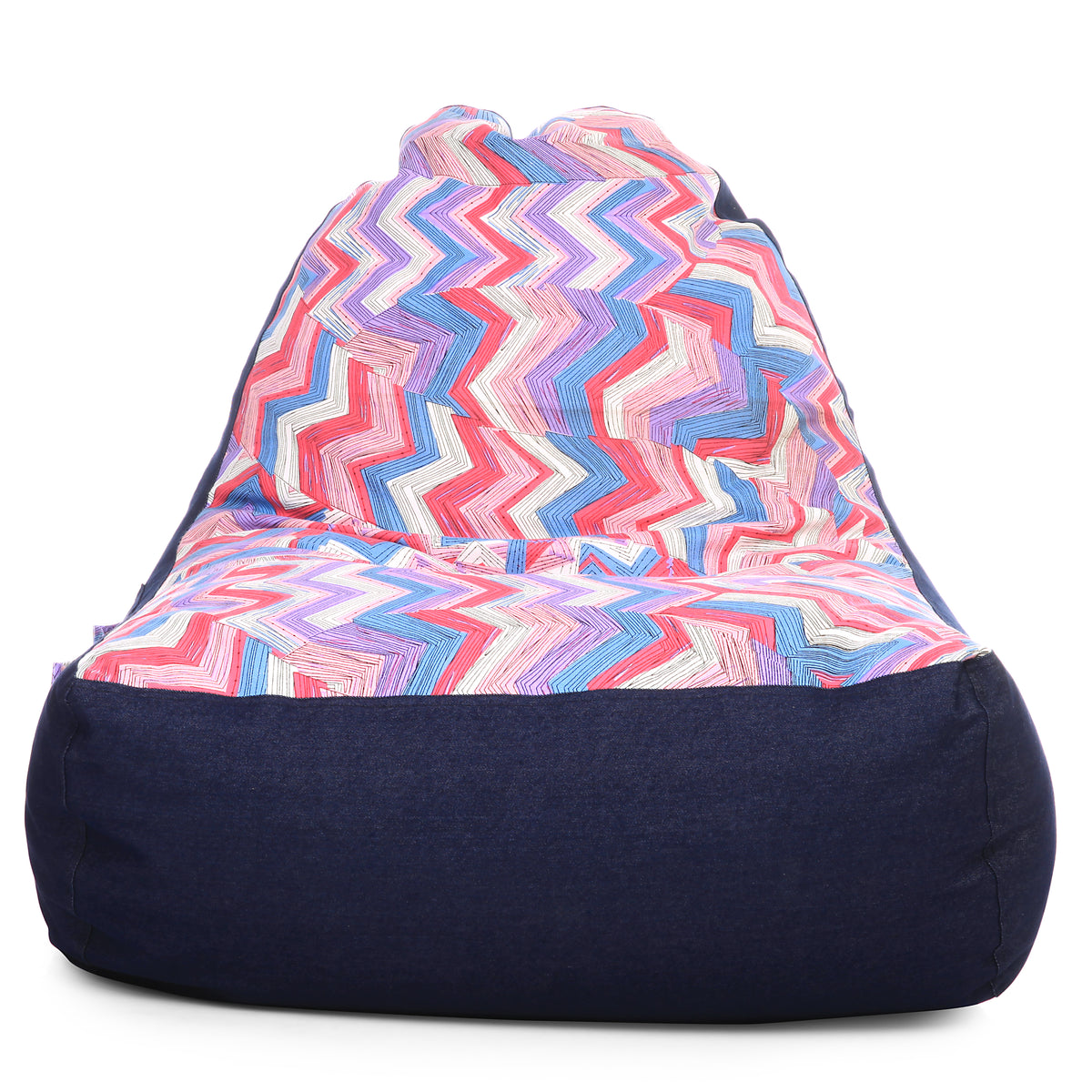 Style Homez Urban Design Denim Canvas Geometric Printed Chair Bean Bag XXL Size Cover Only