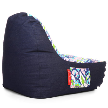 Style Homez Urban Design Denim Canvas Floral Printed Chair Bean Bag XXL Size Cover Only