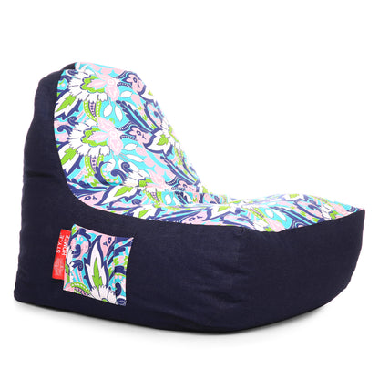 Style Homez Urban Design Denim Canvas Floral Printed Chair Bean Bag XXL Size Cover Only